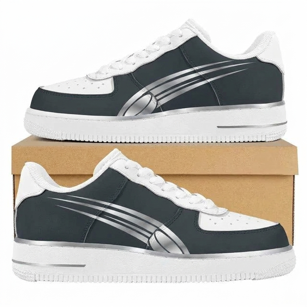 Silver Puck Streak Design Shoes F1