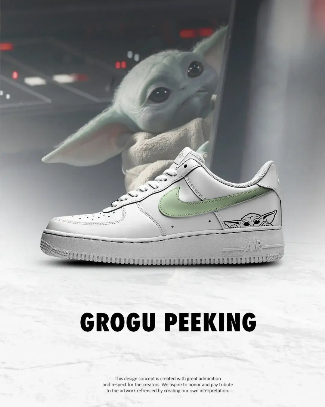 Grogu Peeking Design Shoes F1