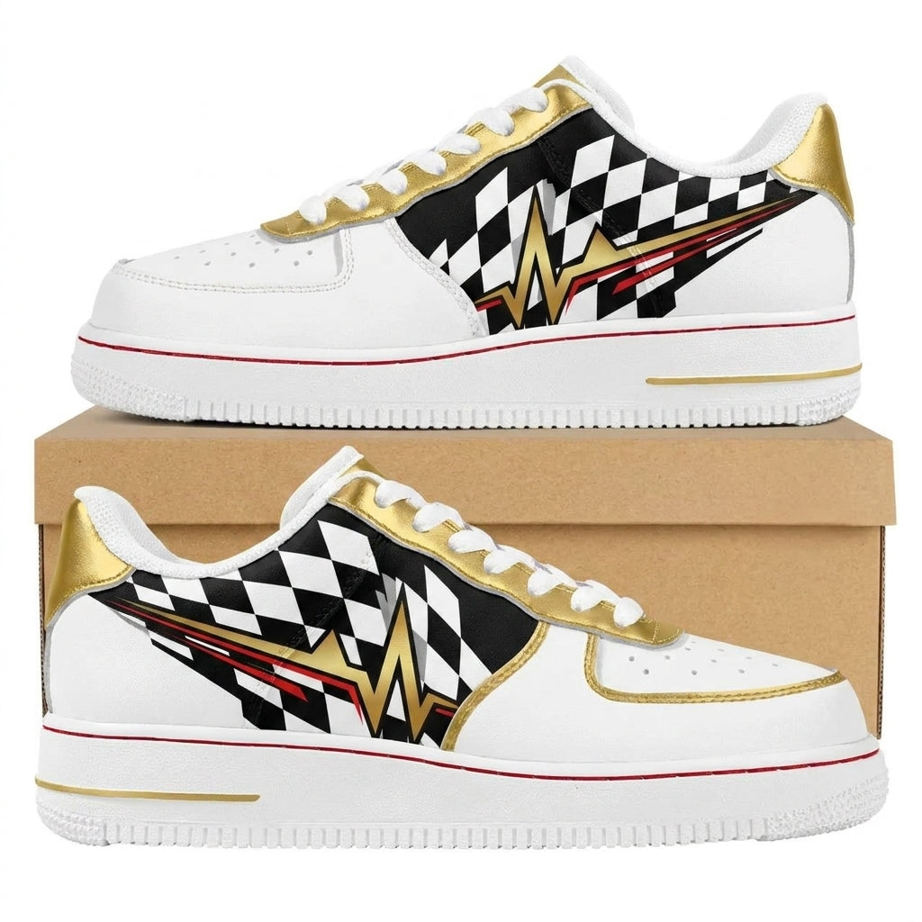 Checkered Tower Pulse Design Shoes F1