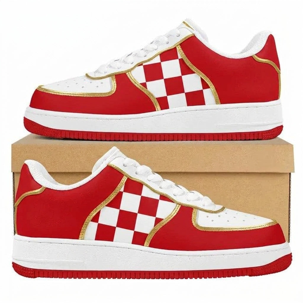 Balcony Checkered Gold Design Shoes F1